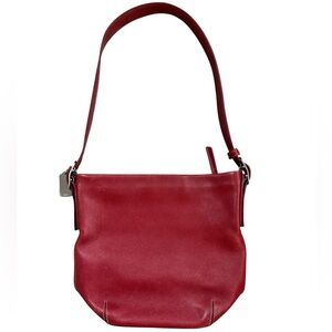 Vintage Coach Red Leather Shoulder Bag | Classic Soft Leather | Y2K Minimalist